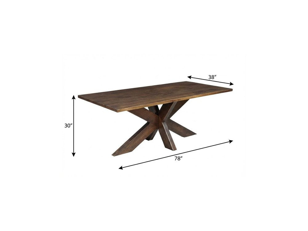 Brown Solid Wood Cross Leg Base Dining Table - 78-inch