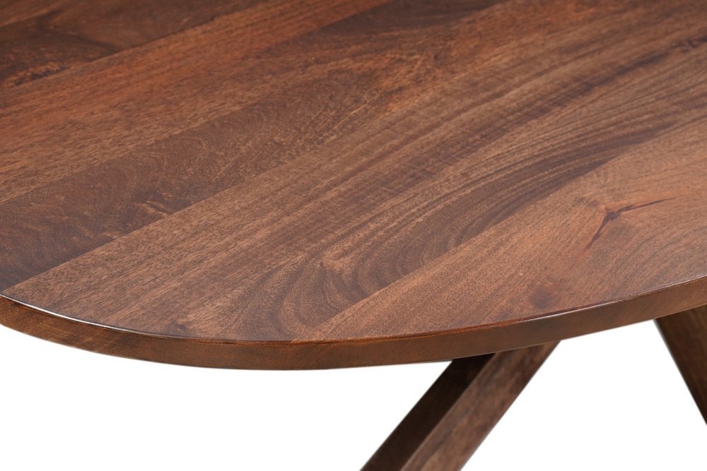 Brown Solid Wood Cross Leg Base Oval Dining Table - 92-inch