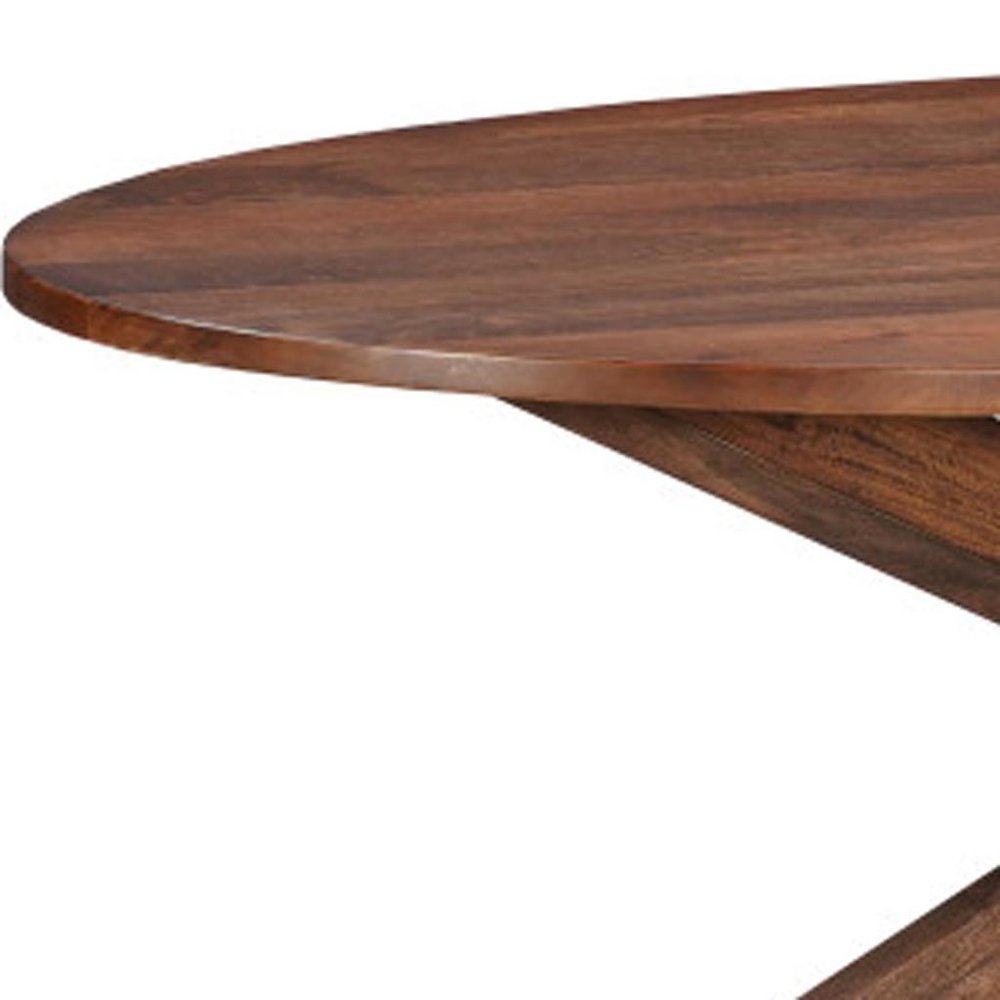 Brown Solid Wood Cross Leg Base Oval Dining Table - 92-inch