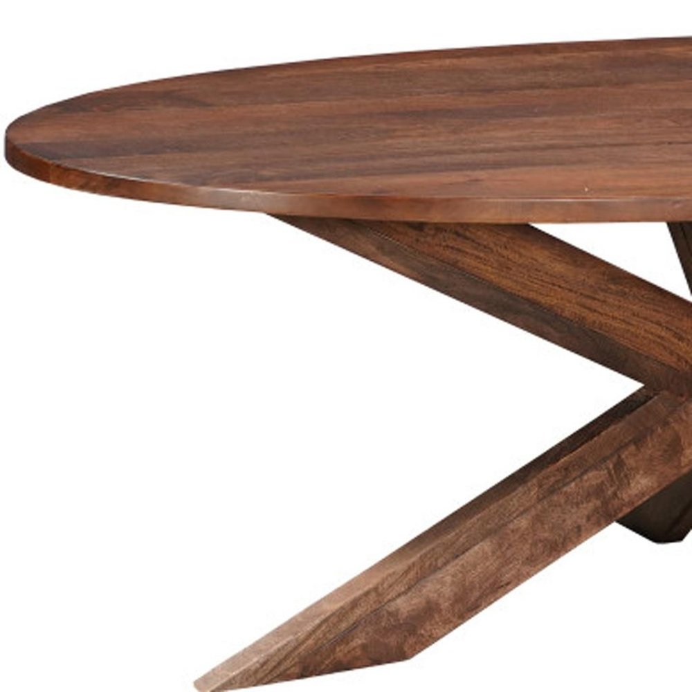 Brown Solid Wood Cross Leg Base Oval Dining Table - 92-inch