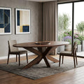 Brown Solid Wood Cross Leg Base Oval Dining Table - 92-inch