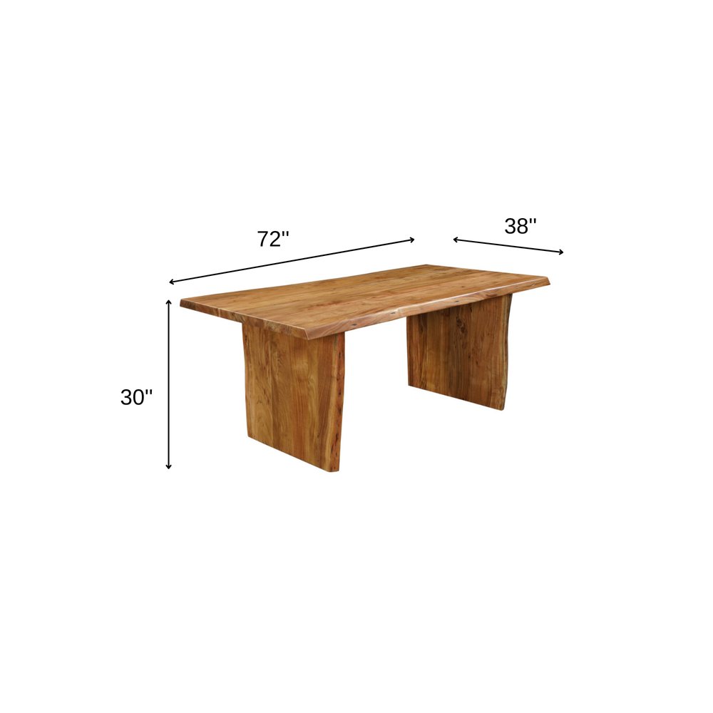 Natural Solid Wood Live Edge Sled Base Dining Table - 72-inch