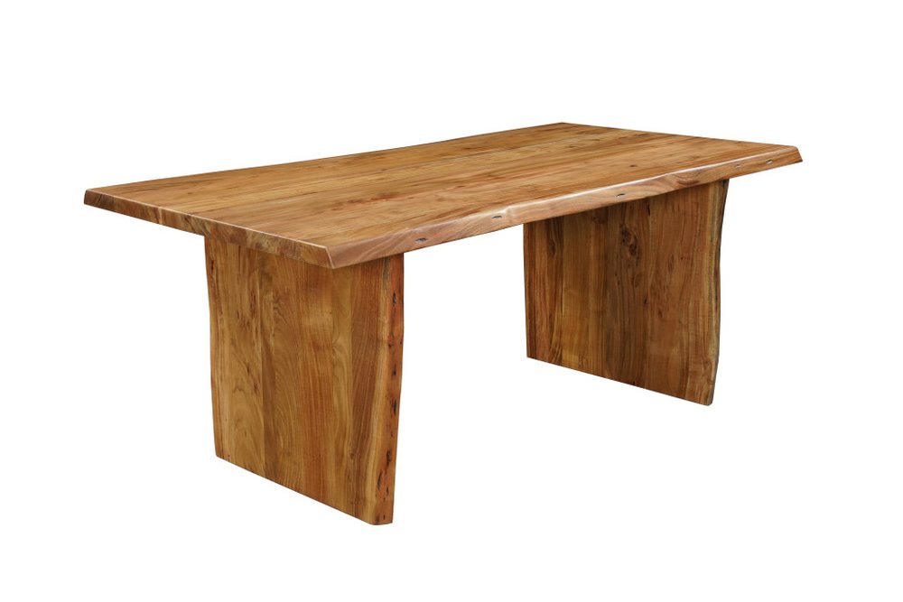 Natural Solid Wood Live Edge Sled Base Dining Table - 72-inch