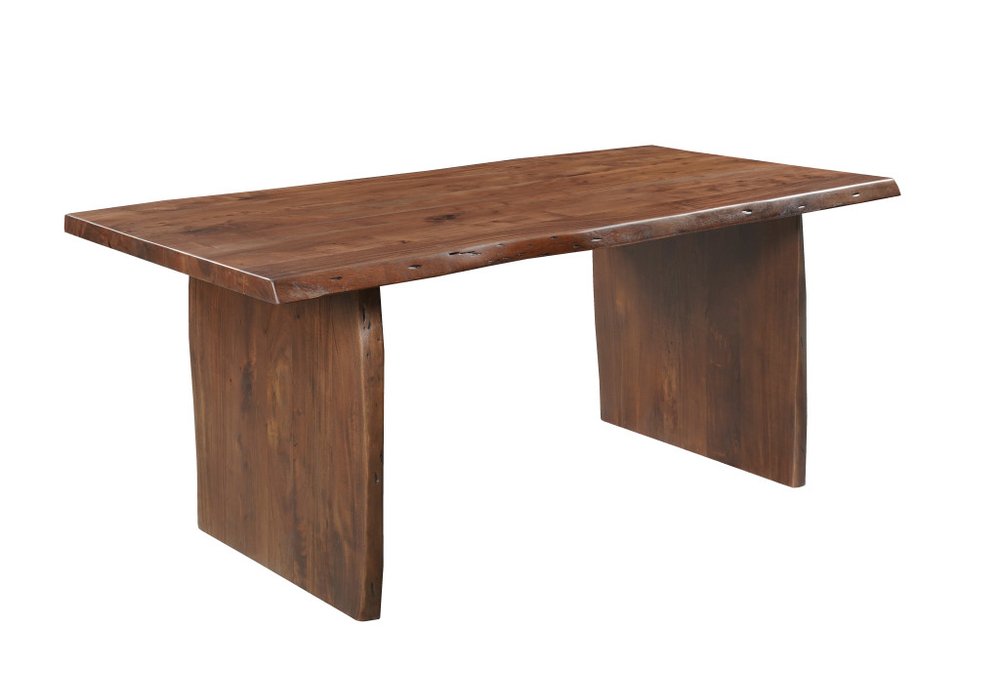 Brown Solid Wood Live Edge Sled Base Dining Table - 72-inch