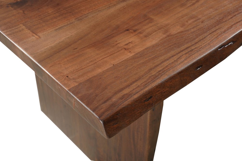 Brown Solid Wood Live Edge Sled Base Dining Table - 72-inch