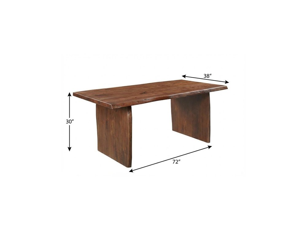 Brown Solid Wood Live Edge Sled Base Dining Table - 72-inch