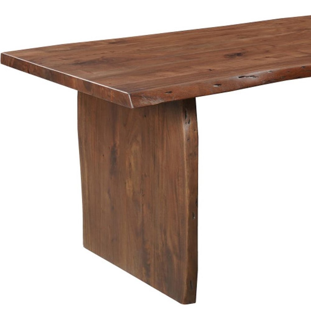 Brown Solid Wood Live Edge Sled Base Dining Table - 72-inch