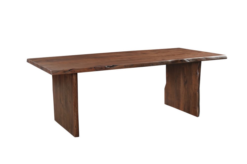 Brown Solid Wood Live Edge Sled Base Dining Table - 84-inch