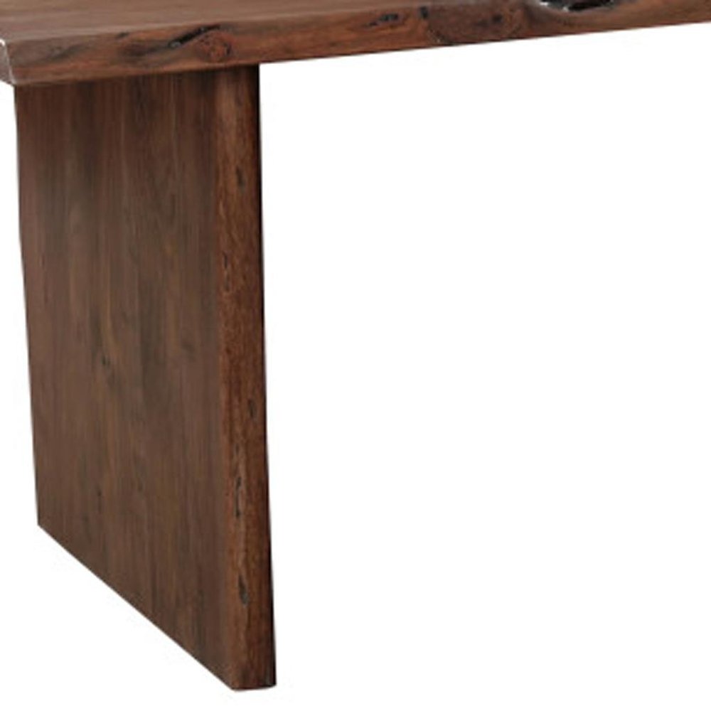 Brown Solid Wood Live Edge Sled Base Dining Table - 84-inch