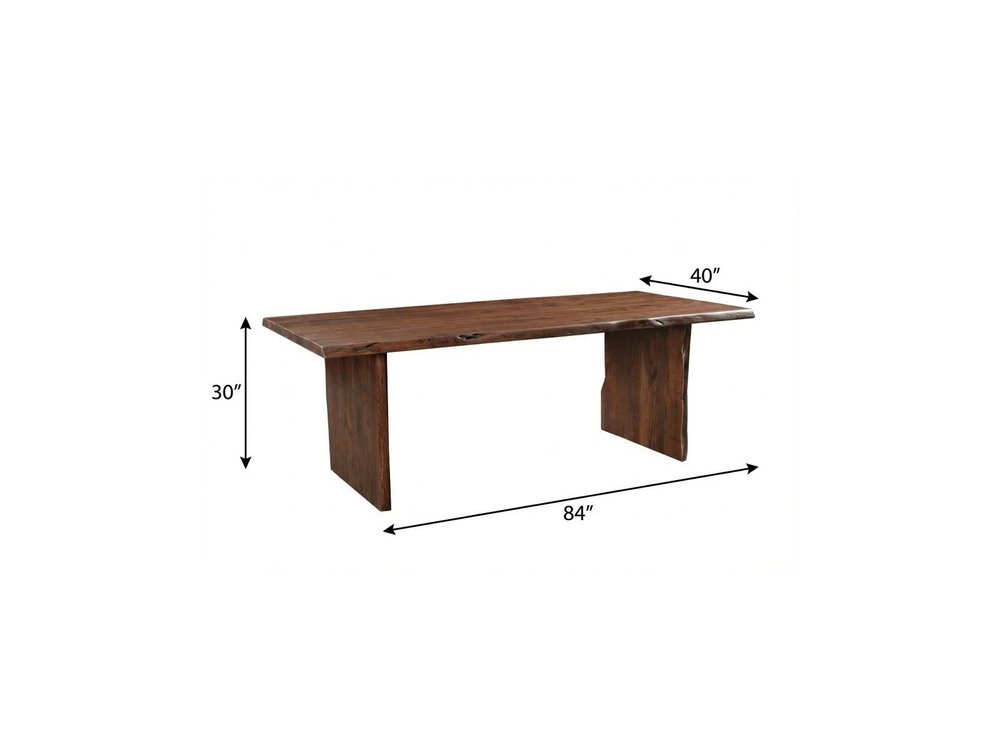 Brown Solid Wood Live Edge Sled Base Dining Table - 84-inch