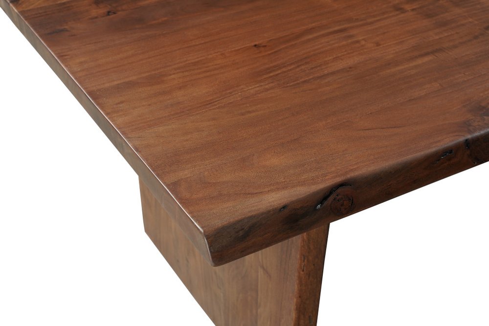 Brown Solid Wood Live Edge Sled Base Dining Table - 96-inch