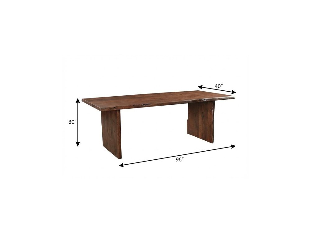 Brown Solid Wood Live Edge Sled Base Dining Table - 96-inch