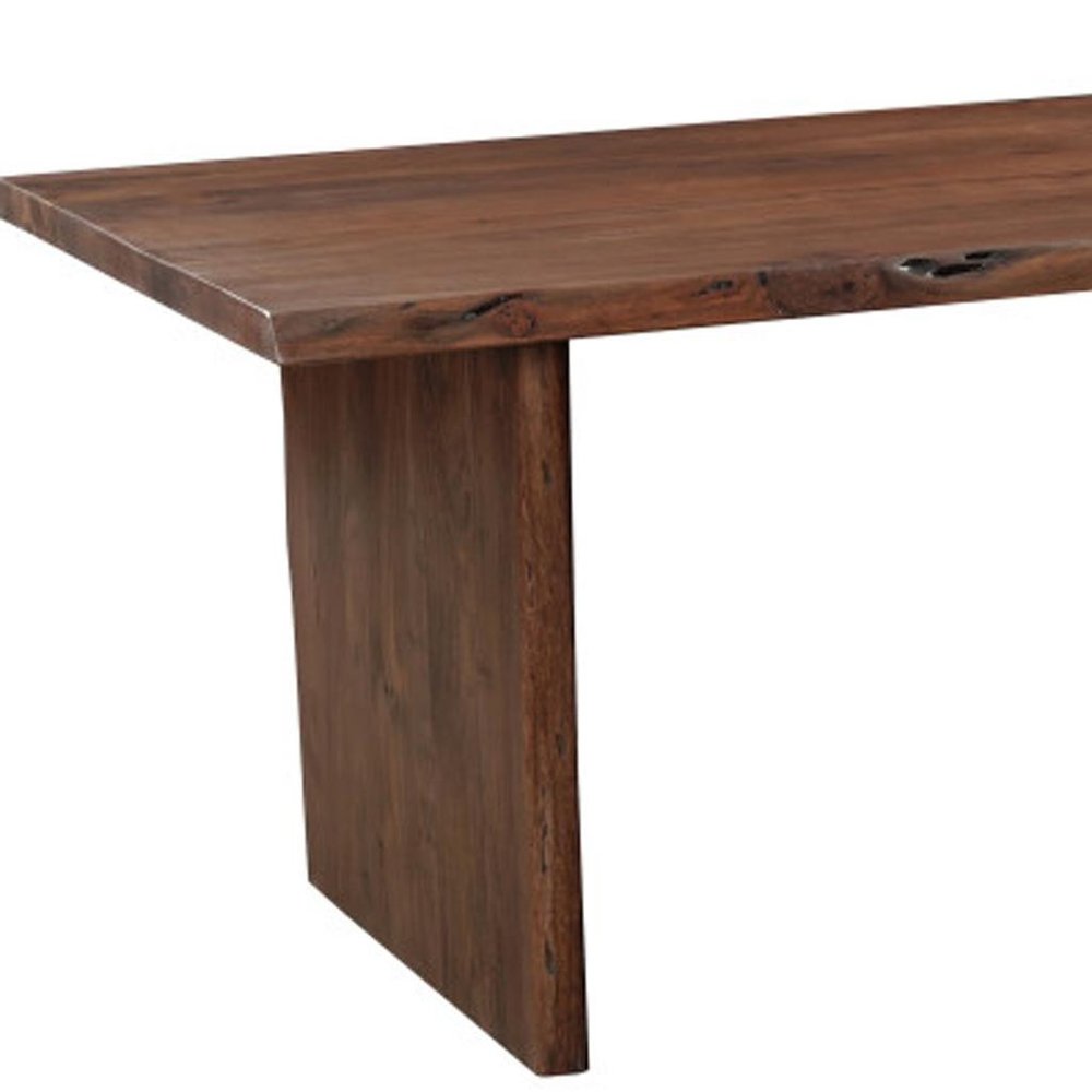 Brown Solid Wood Live Edge Sled Base Dining Table - 96-inch