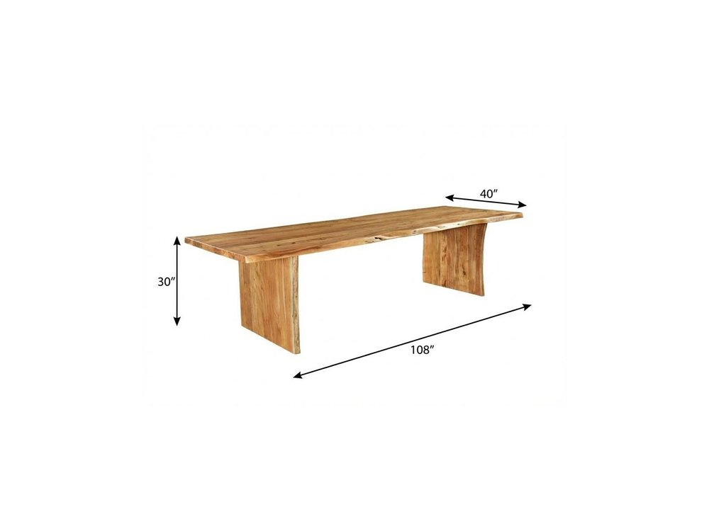 Natural Solid Wood Live Edge Sled Base Dining Table - 108-inch