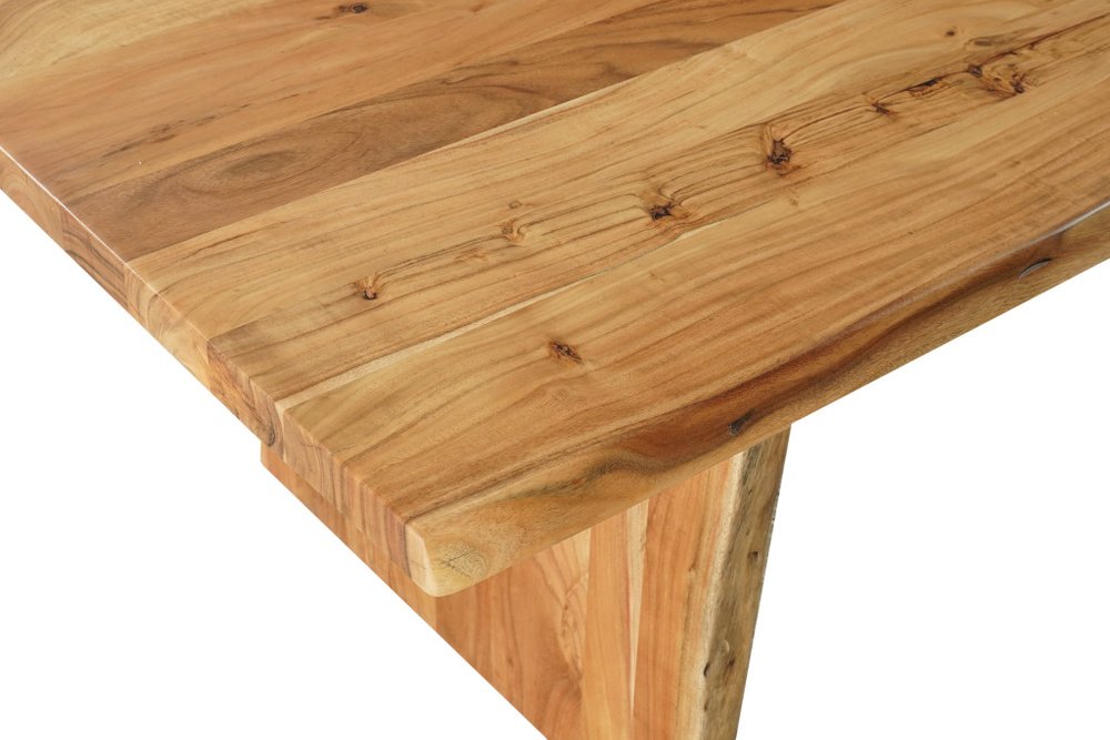 Natural Solid Wood Live Edge Sled Base Dining Table - 108-inch