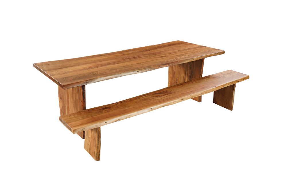 Natural Solid Wood Live Edge Sled Base Dining Table - 108-inch