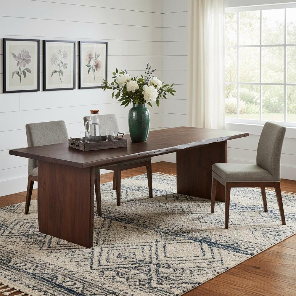 Brown Solid Wood Live Edge Sled Base Dining Table - 108-inch