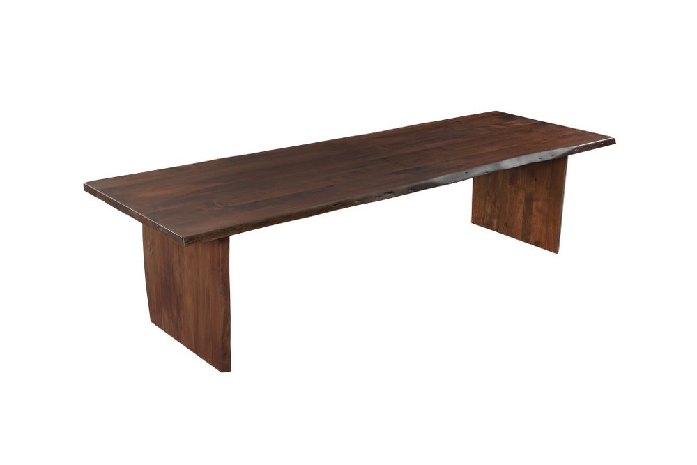 Brown Solid Wood Live Edge Sled Base Dining Table - 108-inch