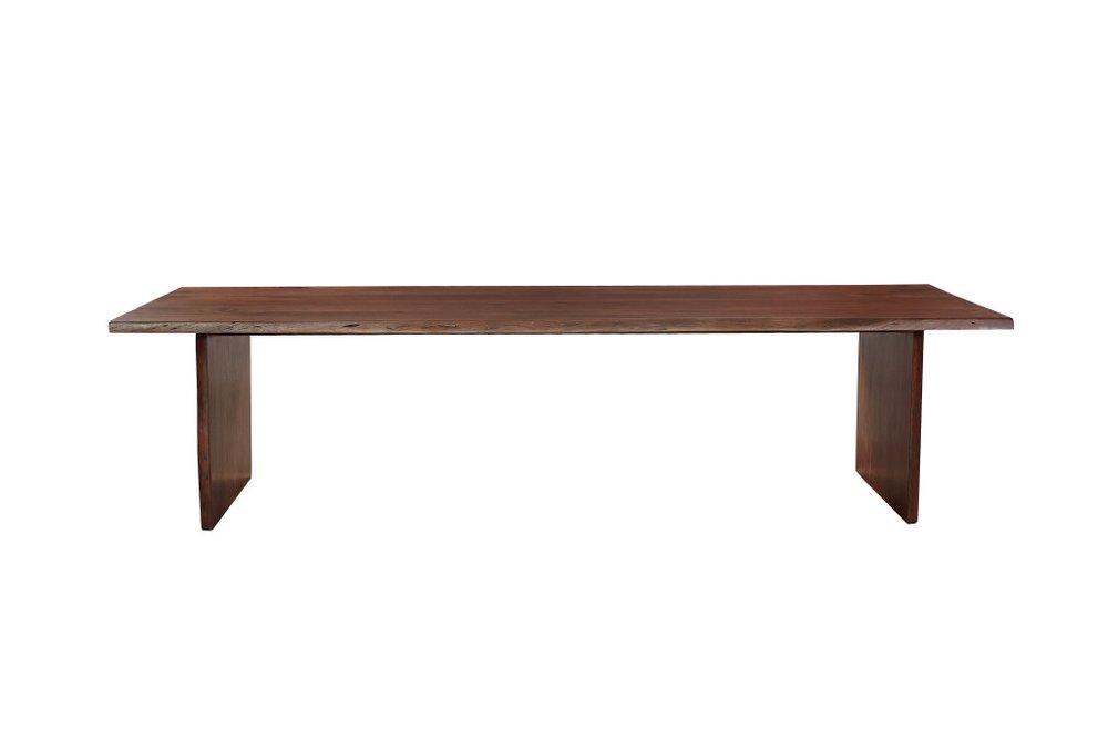 Brown Solid Wood Live Edge Sled Base Dining Table - 108-inch