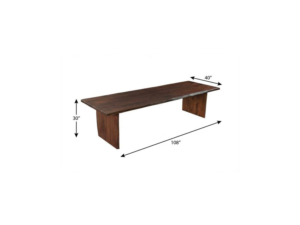 Brown Solid Wood Live Edge Sled Base Dining Table - 108-inch