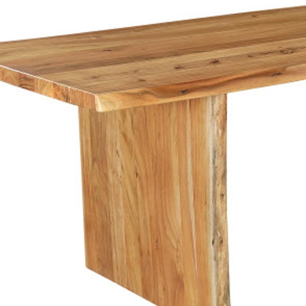 Brown Solid Wood Live Edge Sled Base Dining Table - 120-inch