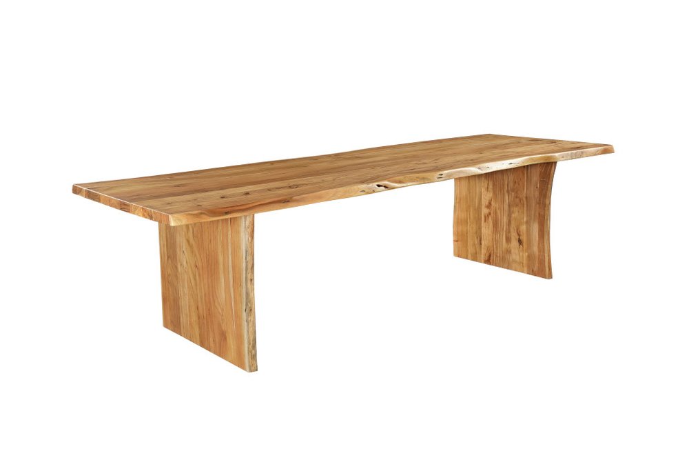 Brown Solid Wood Live Edge Sled Base Dining Table - 120-inch
