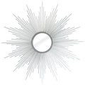 Silver Metal Sunburst Geometric Framed Accent Mirror - 32-inch