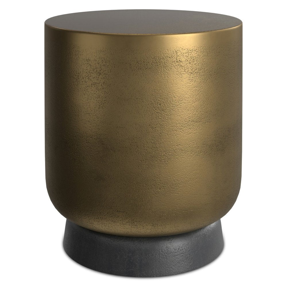Antiqued Brass Aluminum Round End Table - 18-inch
