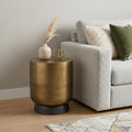 Antiqued Brass Aluminum Round End Table - 18-inch
