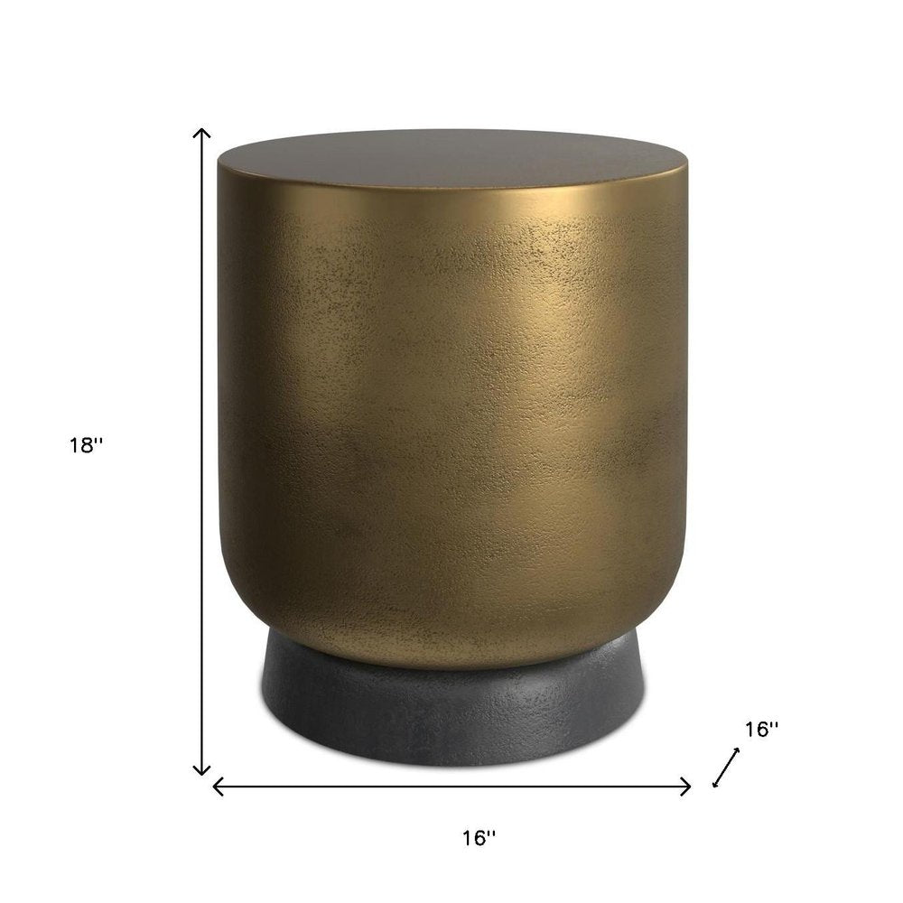 Antiqued Brass Aluminum Round End Table - 18-inch