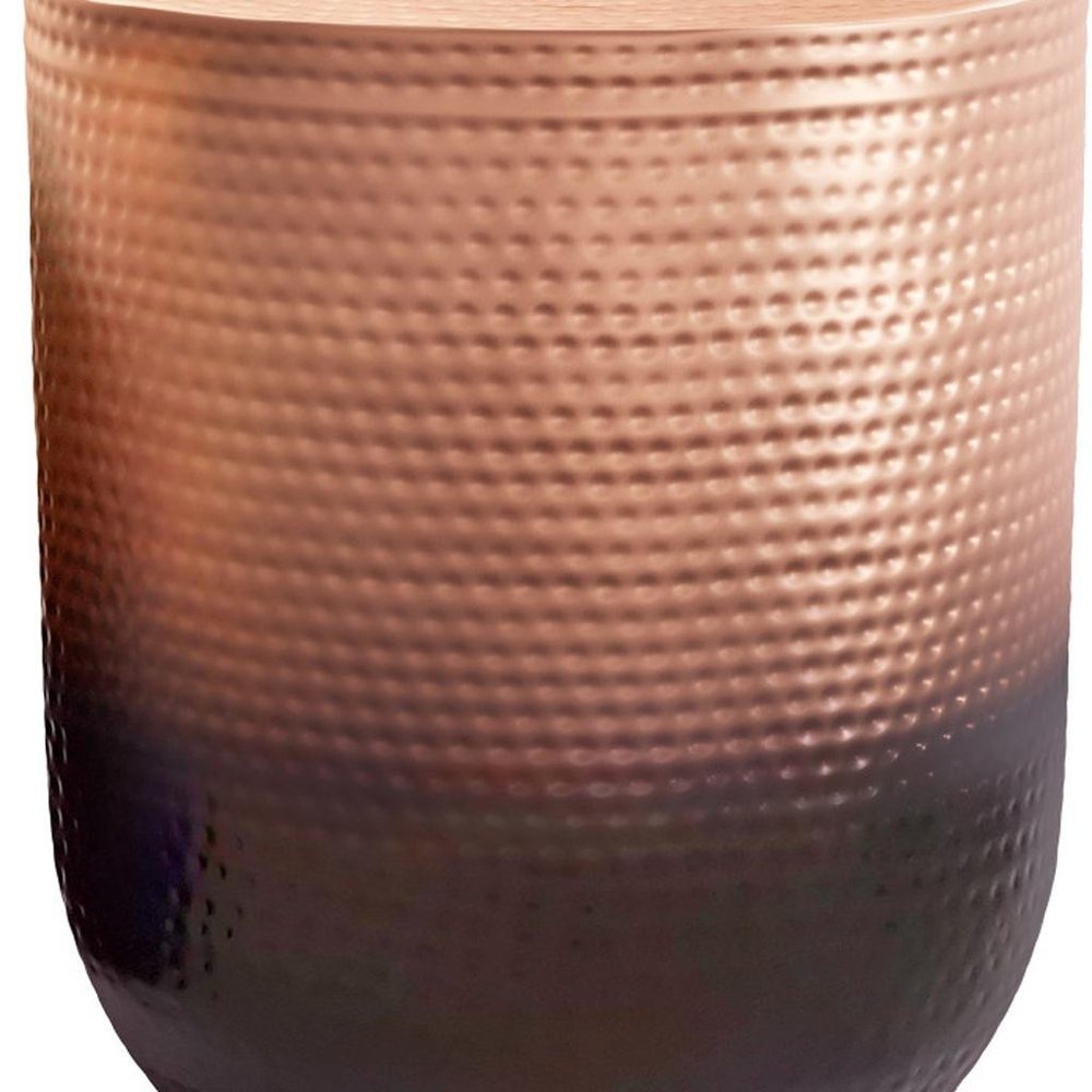Copper and Black Iron Round Drum End Table - 22-inch
