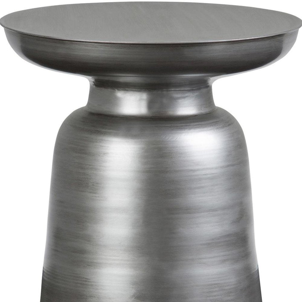 Silver Iron Round Pedestal End Table - 18-inch
