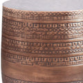 Copper Distressed Iron Round Drum End Table - 20-inch