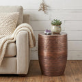 Copper Distressed Iron Round Drum End Table - 20-inch