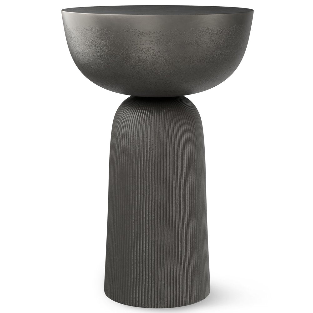 Black Aluminum Round Pedestal End Table - 21-inch
