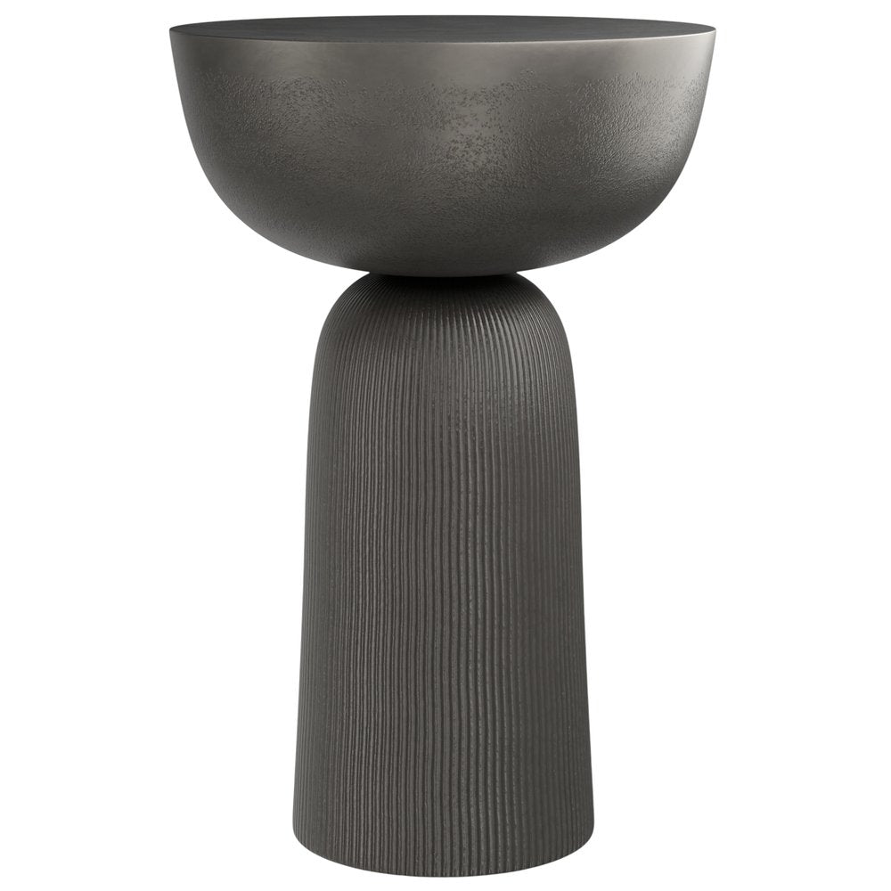 Black Aluminum Round Pedestal End Table - 21-inch