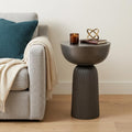 Black Aluminum Round Pedestal End Table - 21-inch