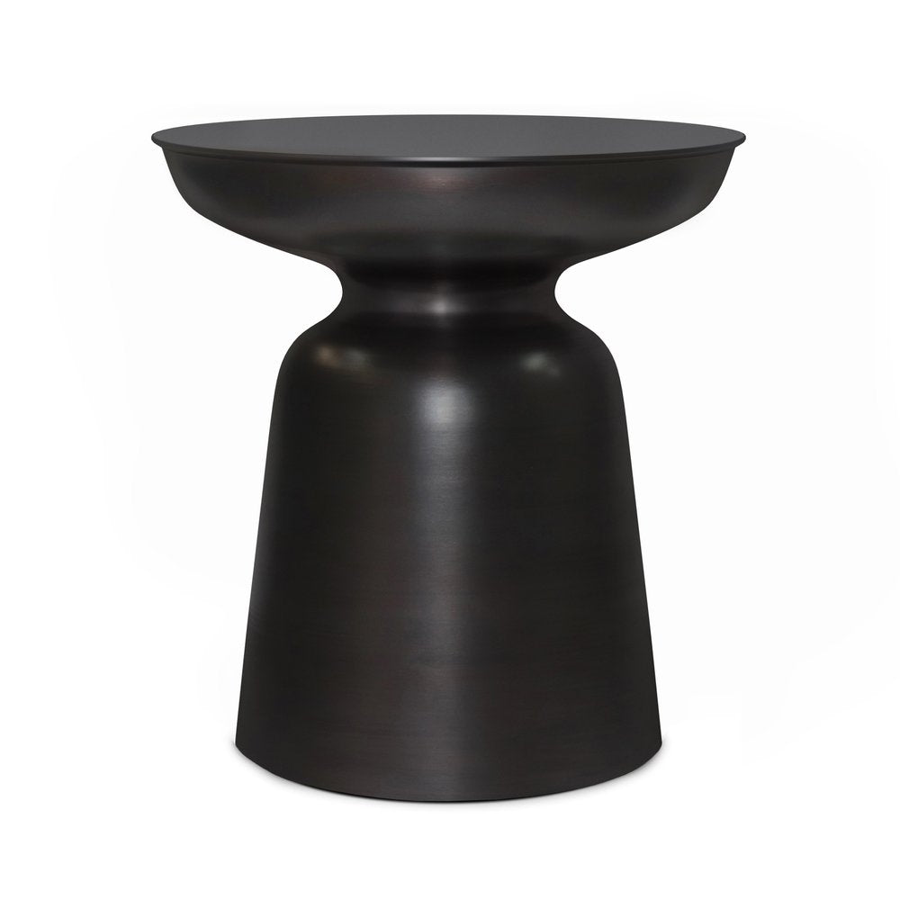 Copper Iron Round Pedestal End Table - 18-inch