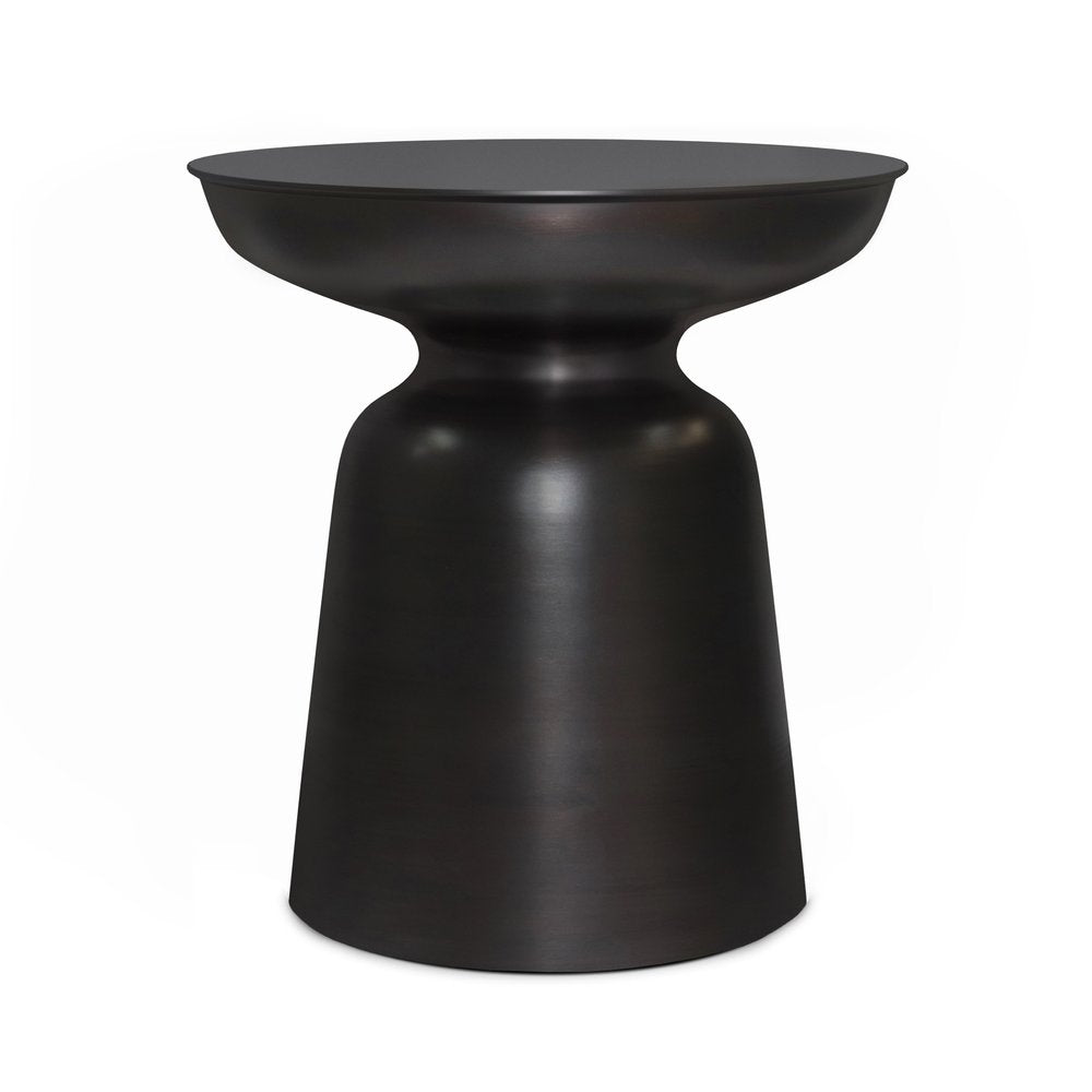 Copper Iron Round Pedestal End Table - 18-inch