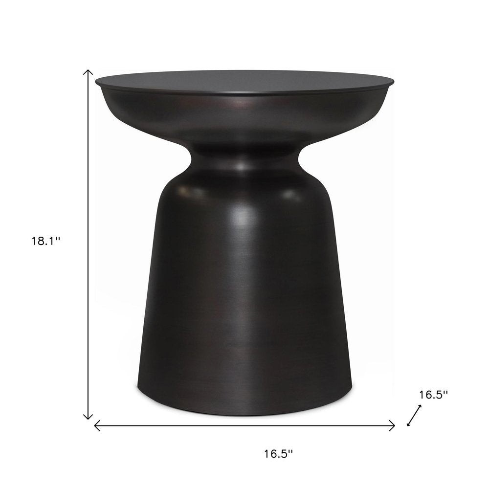 Copper Iron Round Pedestal End Table - 18-inch