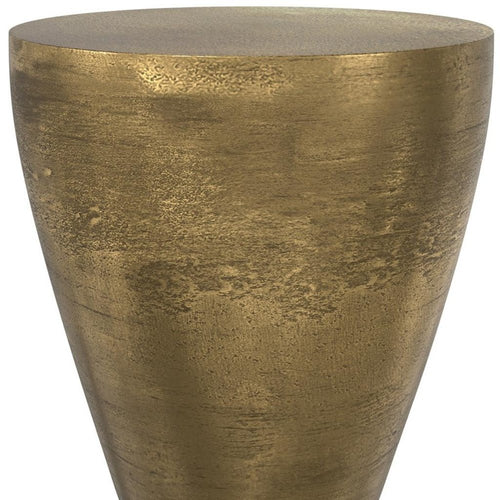 Antiqued Brass Aluminum Round Drum End Table - 18-inch