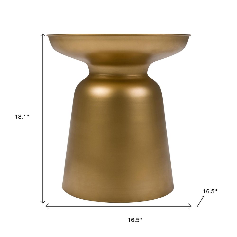 Gold Iron Round Pedestal End Table - 18-inch