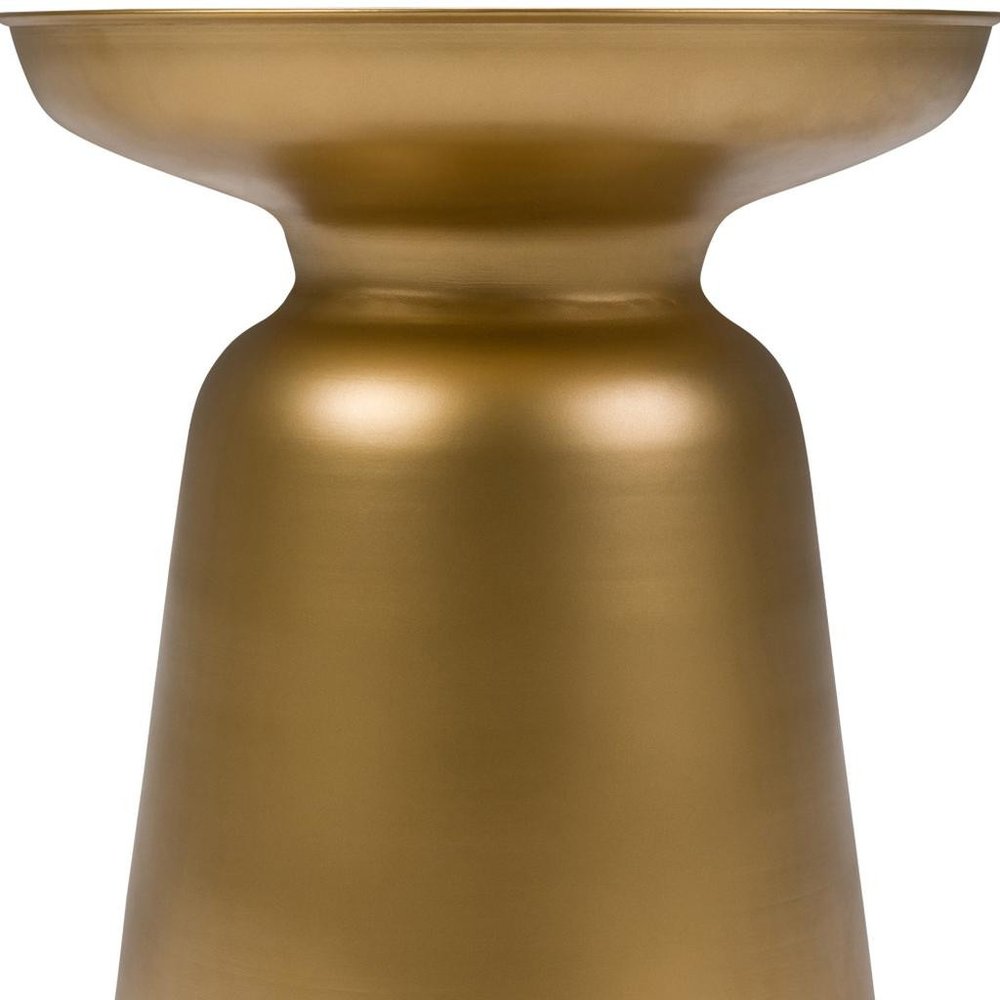 Gold Iron Round Pedestal End Table - 18-inch