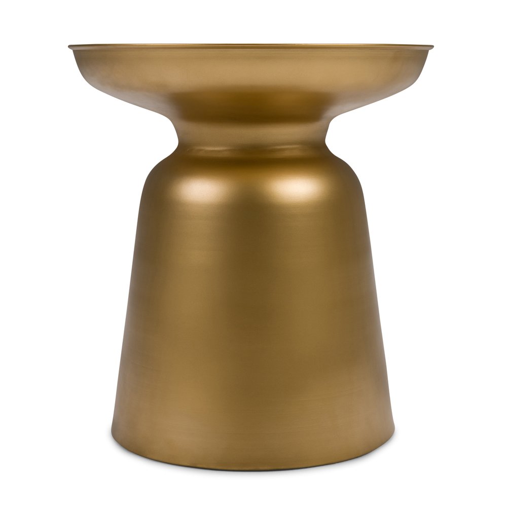 Gold Iron Round Pedestal End Table - 18-inch