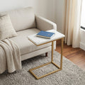 White and Gold Marble and Iron End Table - 24-inch