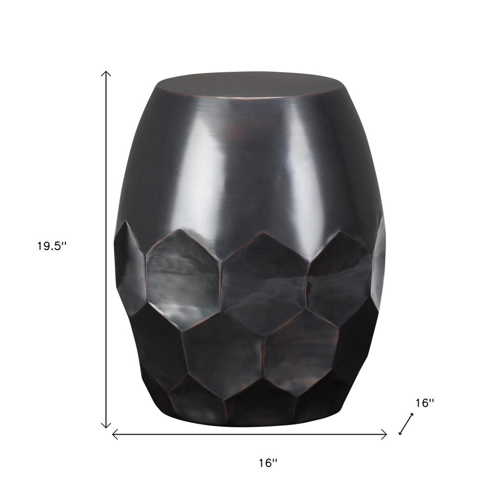 Copper Distressed Iron Round Drum End Table - 20-inch