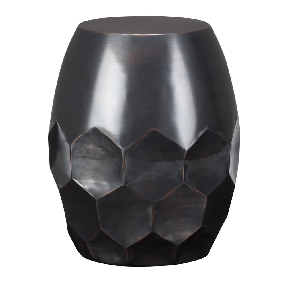 Copper Distressed Iron Round Drum End Table - 20-inch