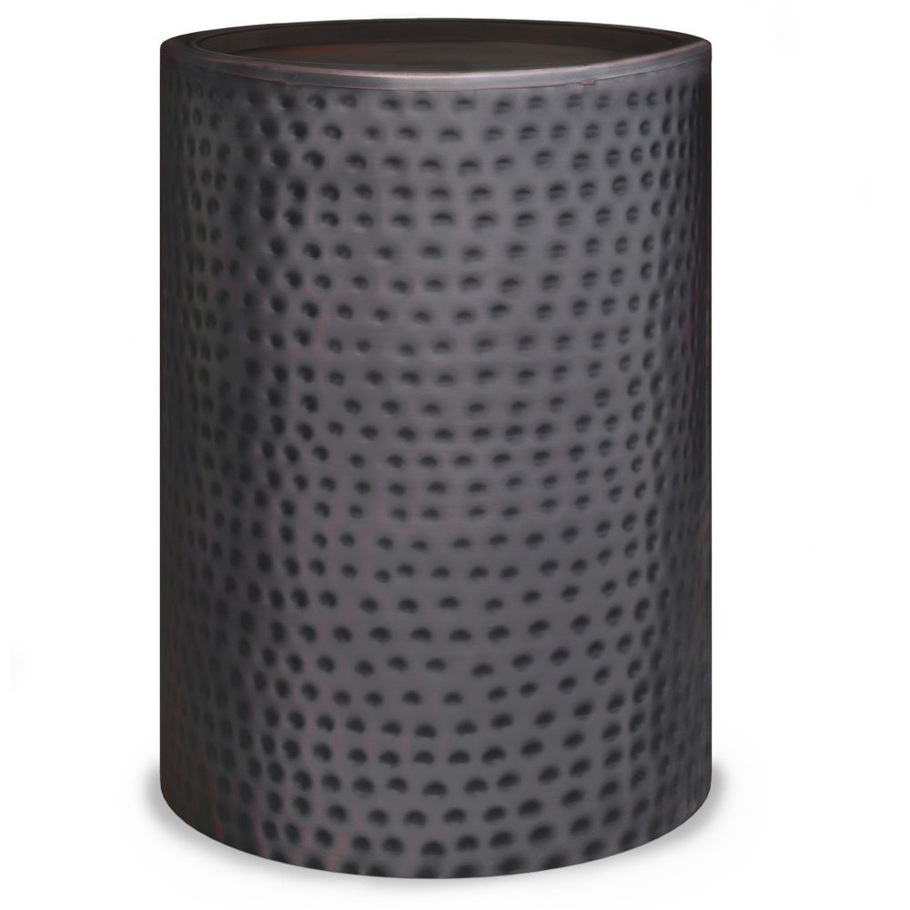 Copper Iron Round Drum End Table - 21-inch