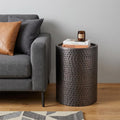 Copper Iron Round Drum End Table - 21-inch