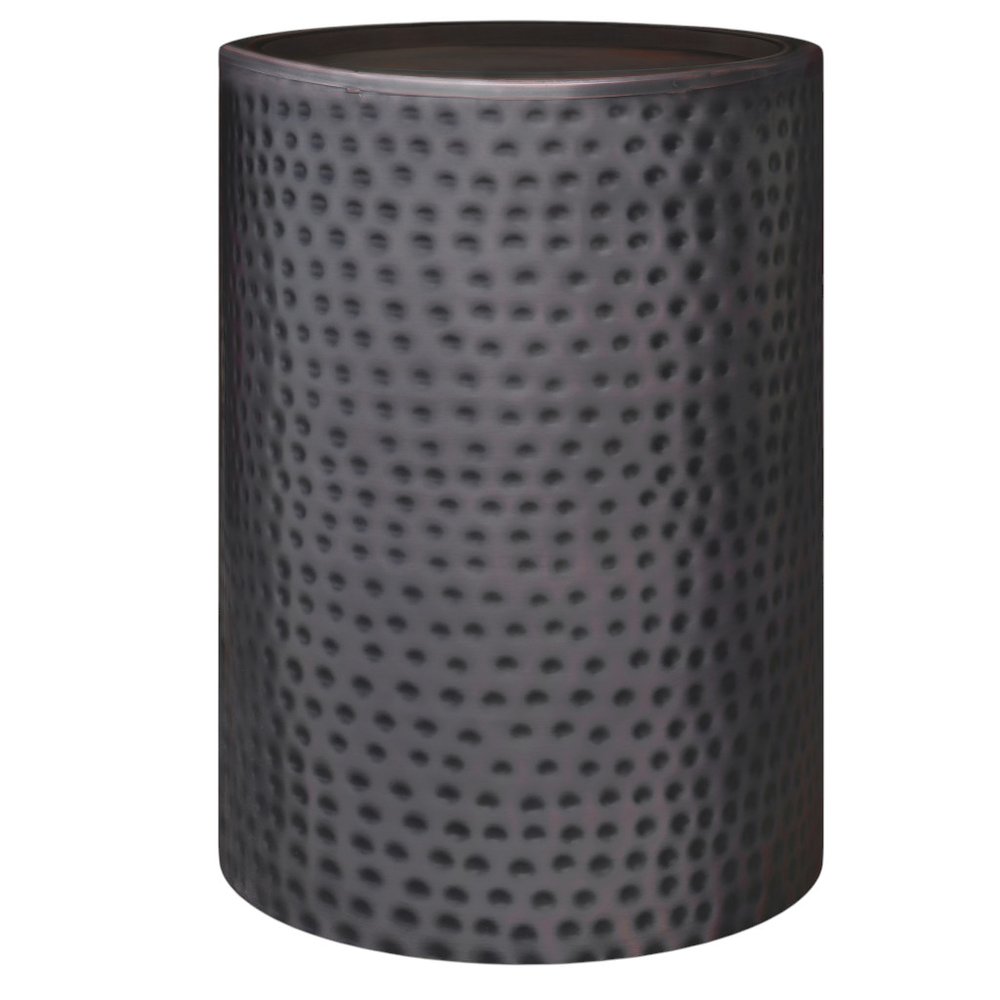Copper Iron Round Drum End Table - 21-inch
